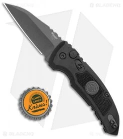 Hogue Knives A01 Microswitch Auto Knife Sig Medallion Wharncliffe (2.6" Black) -Sharp Blade Depot Hogue A01 Microswitch Wharncliffe Black Sig Medallion Black 16102 BHQ 100450 jr bottlecap