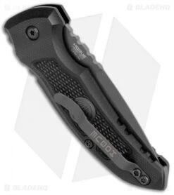 Hogue Knives A01 Microswitch Auto Knife Sig Medallion Drop Point (2.6" Black) -Sharp Blade Depot Hogue A01 Microswitch Wharncliffe Black Sig Medallion Black 16112 BHQ 100451 jr side