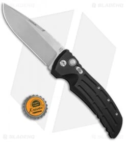 Hogue EX-A01 Automatic Drop Point Knife Black Aluminum (4" Stonewash) 34116 -Sharp Blade Depot Hogue EX A01 DP Black Alum SW 34116 BHQ 68017 jr bottlecap