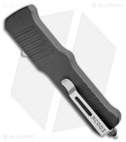 Hogue Incursion OTF Automatic Knife Black Aluminum (3.875" Tumbled) 54060 -Sharp Blade Depot Hogue Incursion DE OTF Auto Black Alum Tumble 54060 EXLKRL BHQ 108436 jr side