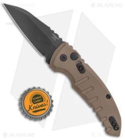 Hogue Knives A01 Microswitch Wharncliffe Automatic Knife FDE (2.6" Black) -Sharp Blade Depot Hogue Knives A01 Microswitch Wharncliffe Auto FDE Black BHQ 78915 jr bottlecap