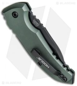 Hogue Knives A01 Microswitch Wharncliffe Automatic Knife OD Green (2.6" Black) -Sharp Blade Depot Hogue Knives A01 Microswitch Wharncliffe Auto OD Green Black 24101 EXLKRL BHQ 79351 jr side