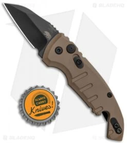 Hogue Knives CA Legal A01 Microswitch Wharncliffe Auto Knife FDE (1.8" Black) -Sharp Blade Depot Hogue Knives CA Legal A01 Microswitch Wharncliffe FDE Black BHQ 79826 jr bottlecap