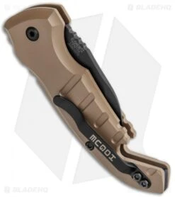 Hogue Knives CA Legal A01 Microswitch Wharncliffe Auto Knife FDE (1.8" Black) -Sharp Blade Depot Hogue Knives CA Legal A01 Microswitch Wharncliffe FDE Black BHQ 79826 jr side