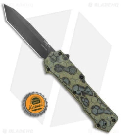 Hogue Knives Compound Tanto OTF Automatic Knife Green G-Mascus (3.5" Black) 9 Hogue Knives Compound Tanto OTF Automatic Knife Green G-Mascus (3.5" Black) -Sharp Blade Depot Hogue Knives Compound OTF Tanto Auto Green G Mascus Black BHQ 93913 jr bottlecap