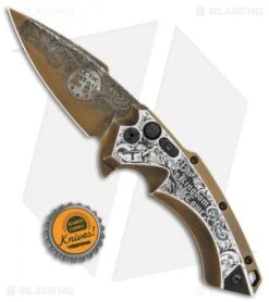 Hogue Knives/Outlaw Ordnance/Manspot X5 Flipper Knife (3.5" Bronze) Exclusive -Sharp Blade Depot Hogue Knives EX A05 SP Manspot Exclusive BHQ 105684 jr bottlecap