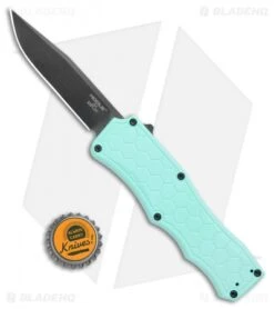 Hogue Knives Exploit OTF Automatic Knife Aquamarine (3.4" Black) -Sharp Blade Depot Hogue Knives OTF Auto Aquamarine Black BHQ 108959 jr bottlecap