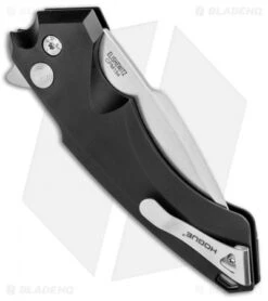 Hogue Knives X5 Spear Point Flipper Knife Black Aluminum (4" Stonewash) 34550 -Sharp Blade Depot Hogue Knives X5 SP Flipper Black Alum SW 34550 EXLRSR BHQ 95612 jr side