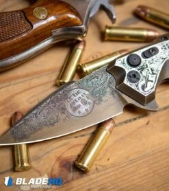 Hogue Knives/Outlaw Ordnance/Manspot X5 Flipper Knife (3.5" Bronze) Exclusive -Sharp Blade Depot Hogue Knives X5 Spear Point Flipper Knife Bronze Manspot Exclusive BHQ 105684 kp 38 special web 1