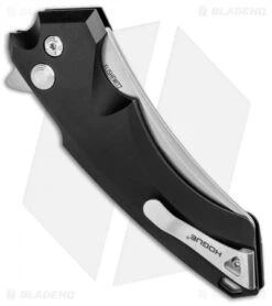 Hogue Knives X5 Wharncliffe Flipper Knife Black Aluminum (4" Stonewash) 34540 -Sharp Blade Depot Hogue Knives X5 Wharncliffe Flipper Black Alum SW 34540 EXLRSR BHQ 95614 jr side