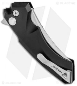 Hogue Knives X5 Wharncliffe Flipper Knife Black Aluminum (3.5" Stonewash) 34560 -Sharp Blade Depot Hogue Knives X5 Wharncliffe Flipper Black Alum SW 34560 EXLRSR BHQ 95611 jr side