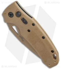 Hogue SIG K320A Automatic Knife Coyote Polymer Drop Point (3.5" Tan Serr) -Sharp Blade Depot Hogue Sig k320A Automatic Knife Coyote Polymer DP Ser 3.5 Tan 36333 BHQ 117426 LS Spine