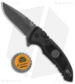Hogue X1 Microflip Drop Point Flipper Knife Black Sig Medallion (2.6" Gray) -Sharp Blade Depot Hogue X1 Microflip DP Black Sig Medallion Gray 16172 BHQ 100453 jr bottlecap