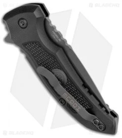 Hogue X1 Microflip Drop Point Flipper Knife Black Sig Medallion (2.6" Gray) -Sharp Blade Depot Hogue X1 Microflip DP Black Sig Medallion Gray 16172 BHQ 100453 jr side