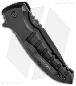 Hogue X1 Microflip Drop Point Flipper Knife Matte Black (2.75" Black) 24176 -Sharp Blade Depot Hogue X1 Microflip DP Matte Black Black BHQ 93897 jr side