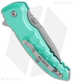 Hogue X1 Microflip Wharncliffe Flipper Knife Matte Aqua (2.6" SW) 24163 -Sharp Blade Depot Hogue X1 Microflip Wharncliffe Flipper Matte Aqua SW BHQ 82724 jr side