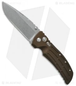 Knives Shop 15 Hogue Knives EX01 Knife OD Green Aluminum Handle Drop Point (4" Tumble Plain)
